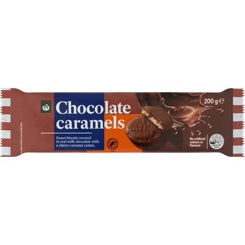 Woolworths Choccy Caramels 200g bunch