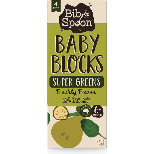 Bib & Spoon Baby Blocks Super Green Freshly Frozen 240g
