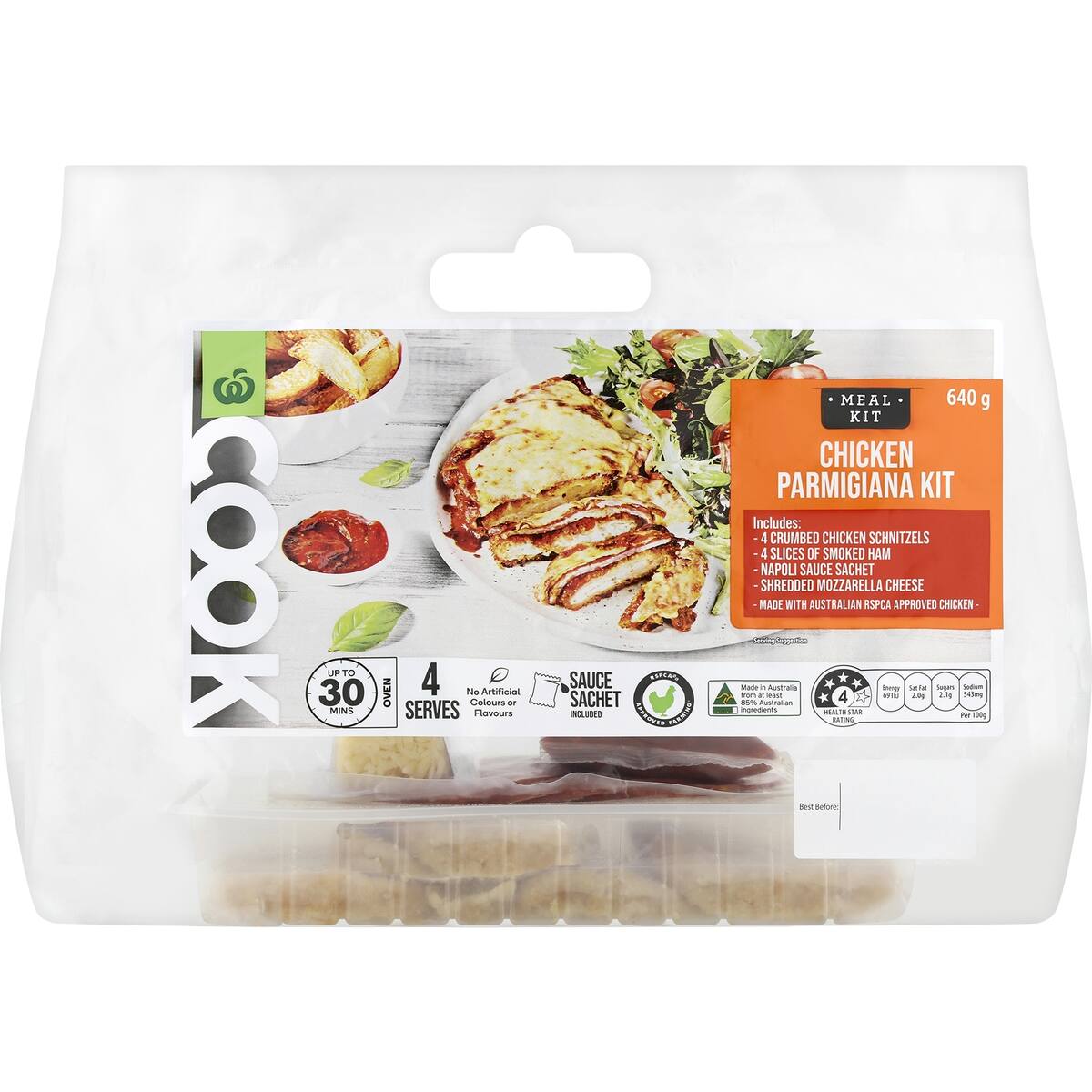 Woolworths Cook Chicken Parmigiana Meal Kit 640g bunch