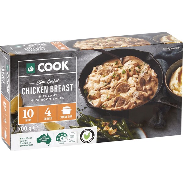 Woolworths Slow Cooked Chicken Breast in Creamy Mushroom Sauce 700g