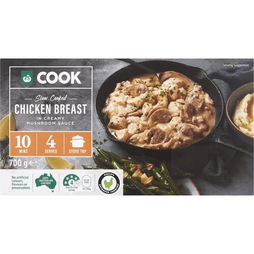 Woolworths Slow Cooked Chicken Breast In Creamy Mushroom Sauce 700g bunch