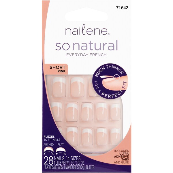 Nailene So Natural Nail Short Pink 28 pack
