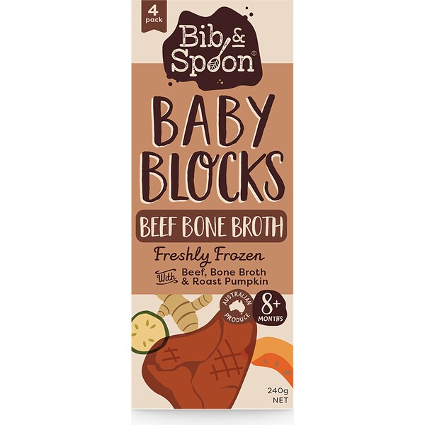 Bib & Spoon Baby Blocks Beef Broth Freshly Frozen 240g
