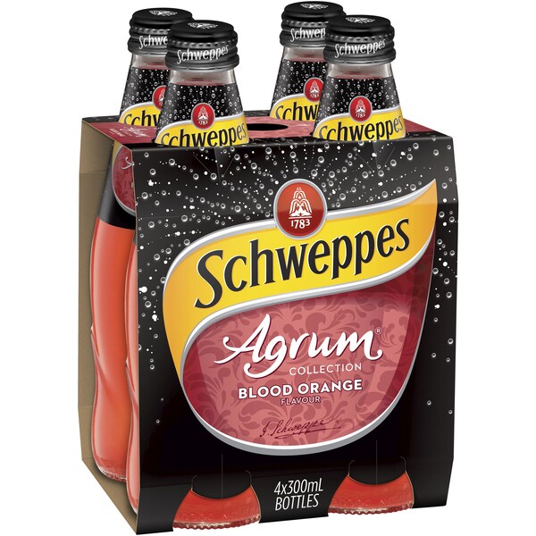 Schweppes Agrum Citrus Blend Soft Drink Bottles Glass Multipack 300ml x 4 Pack