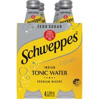 Schweppes Zero Sugar Indian Tonic Water Glass Bottle