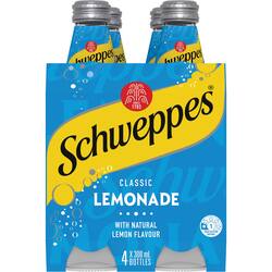 Schweppes Lemonade Soft Drink Glass Bottle Multipack 300mL x 4 pack