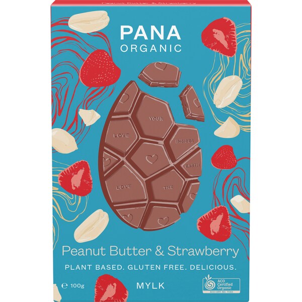 Pana Organic Mylk Chocolate Easter Egg Peanut Butter & Strawberry 100g