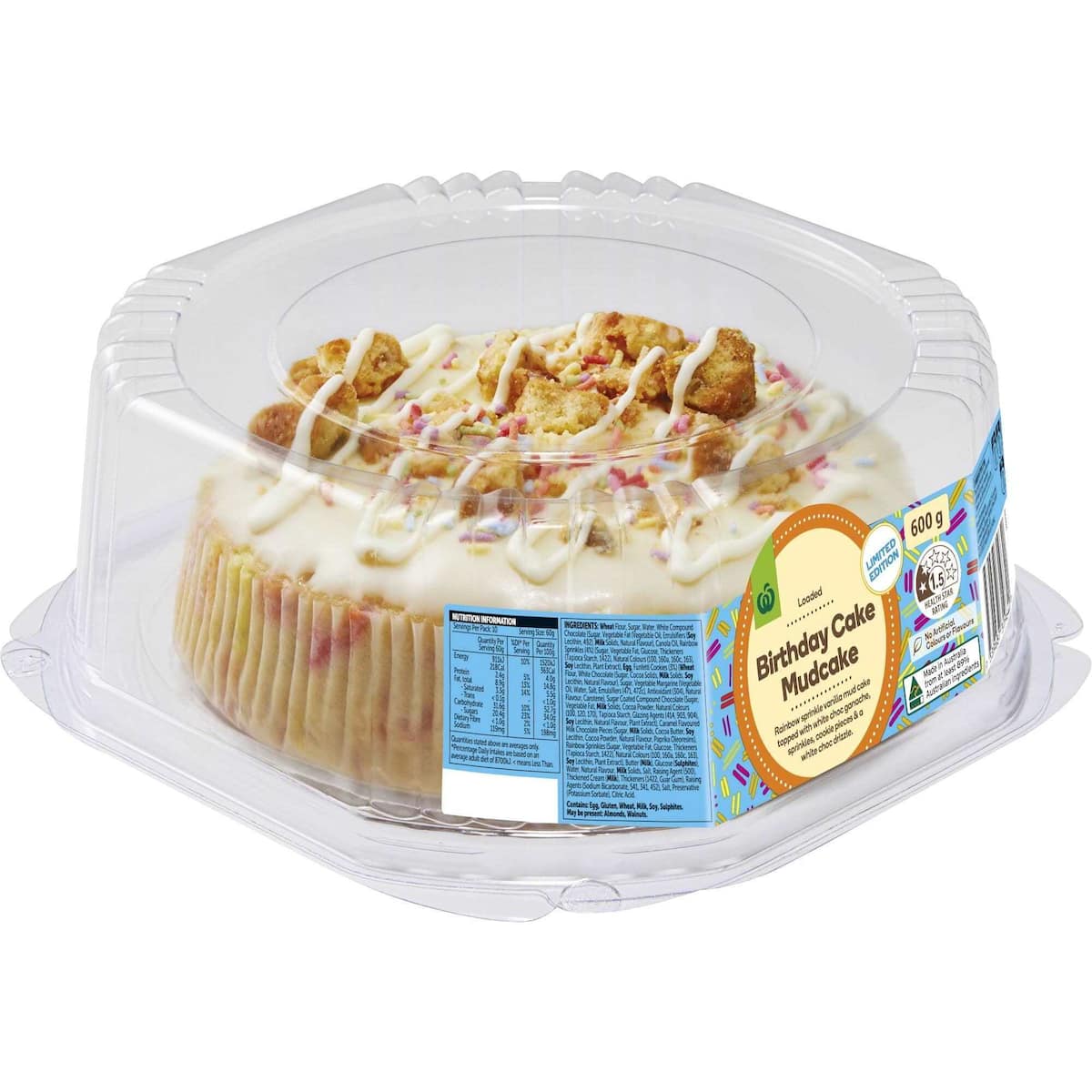 Woolworths Birthday Cake Mudcake 600g bunch