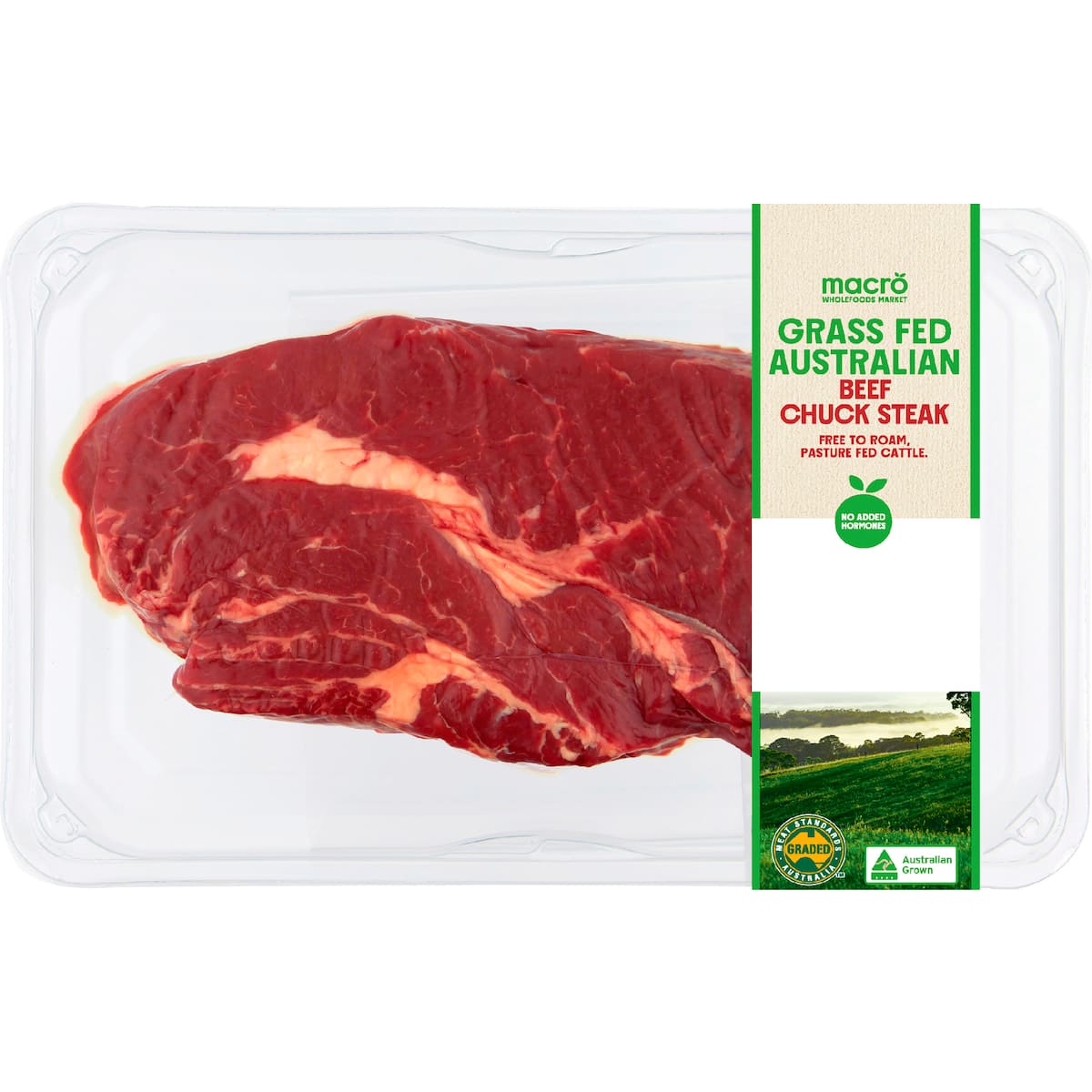 Macro Grass Fed Beef Chuck Steak 380g 800g bunch