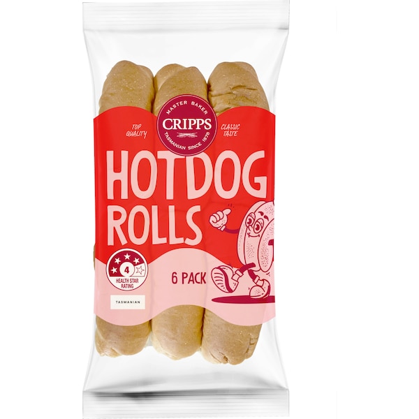 Cripps Bread Rolls Hot Dog 6 pack