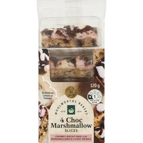 Woolworths Choc Marshmallow Slices 4 Pack bunch