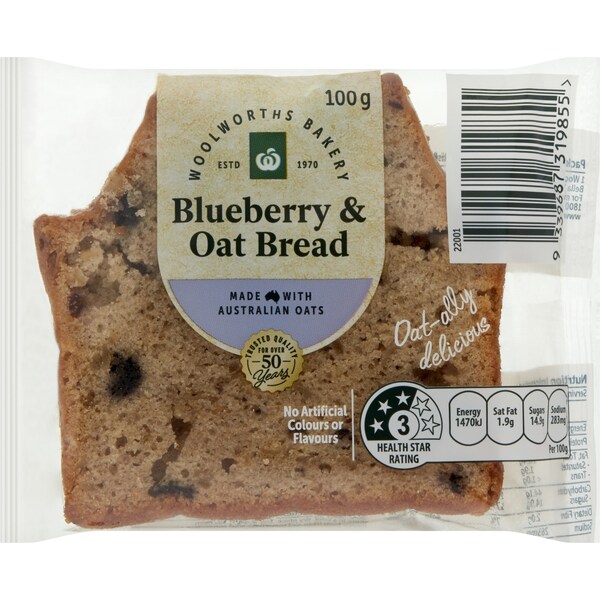 Woolworths Blueberry & Oat Bread Slice 100g