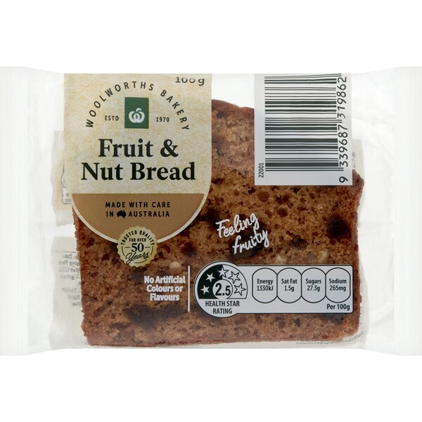 Woolworths Fruit & Nut Bread Slice 100g