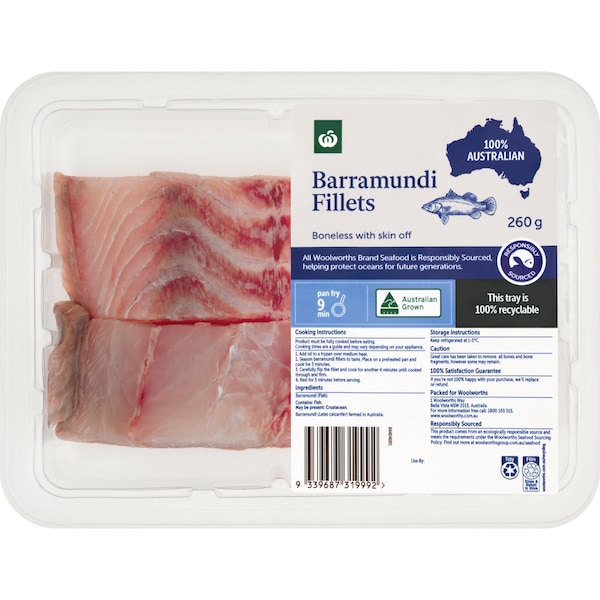 Woolworths Fresh Barramundi Fillets 260g