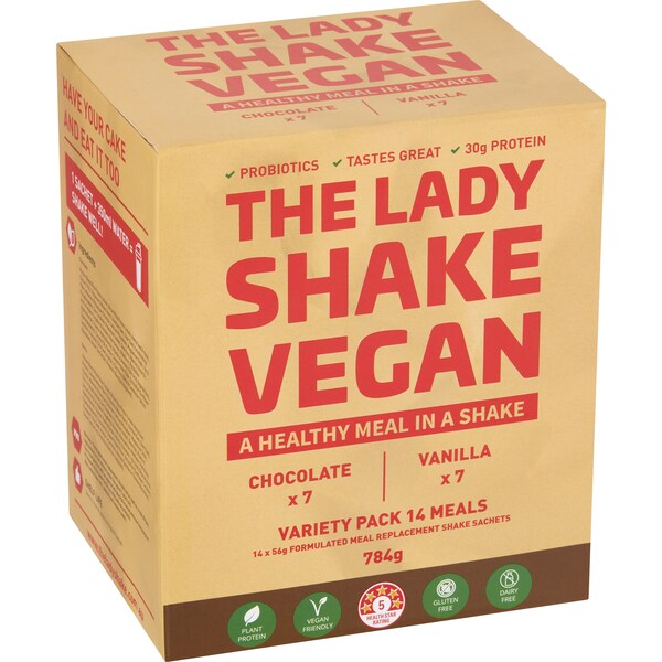 The Lady Shake Diet High Protein Low Sugar Variety Pack Meal Vegan 56g x 14 pack