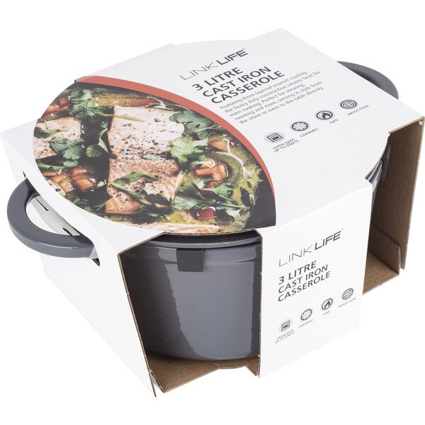 Linklife Cast Iron Casserole Dish 3l Assorted Each