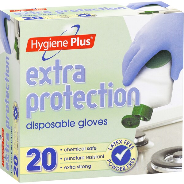 Hygiene Plus Gloves Disposable Extra Protection 20 Pack