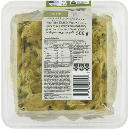 Woolworths Basil Pesto Pasta Salad Kit 500g bunch