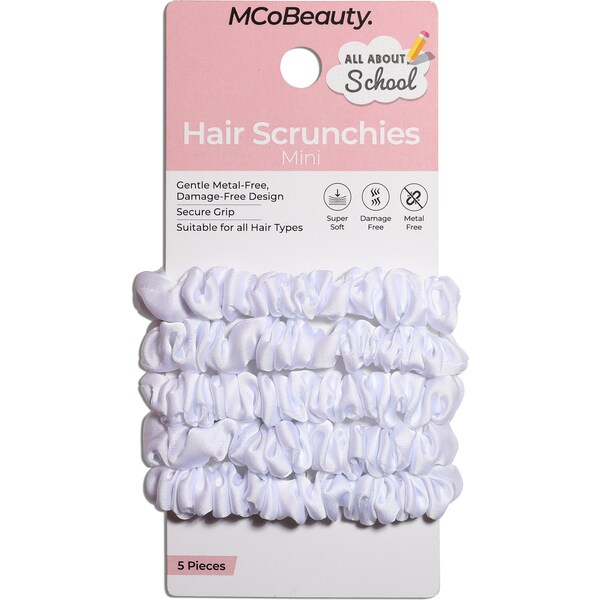 MCoBeauty All About School Mini Hair Scrunchies White 5 pack