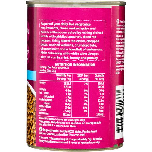 Woolworths Lentils No Added Salt 420g bunch