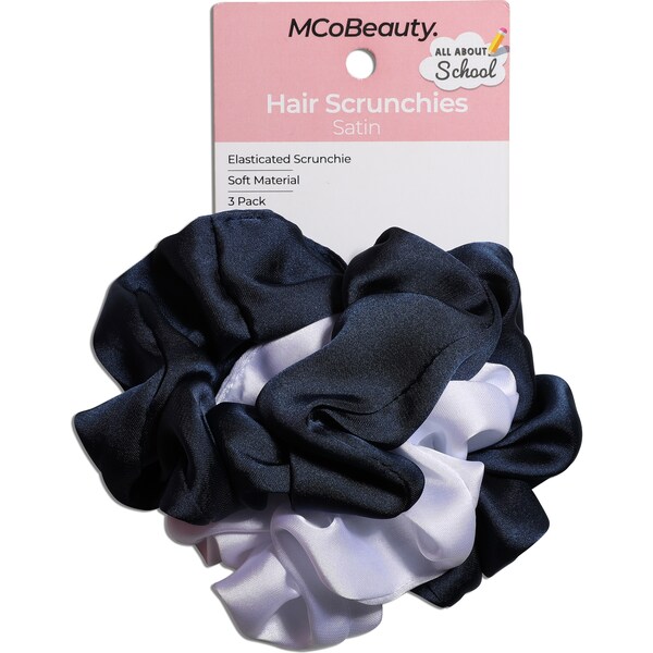 MCoBeauty All About School Hair Scrunchies Navy & White 3 pack