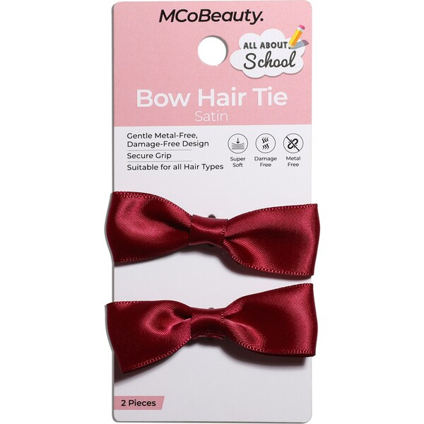 MCoBeauty All About School Bow Hair Tie Maroon 2 pack