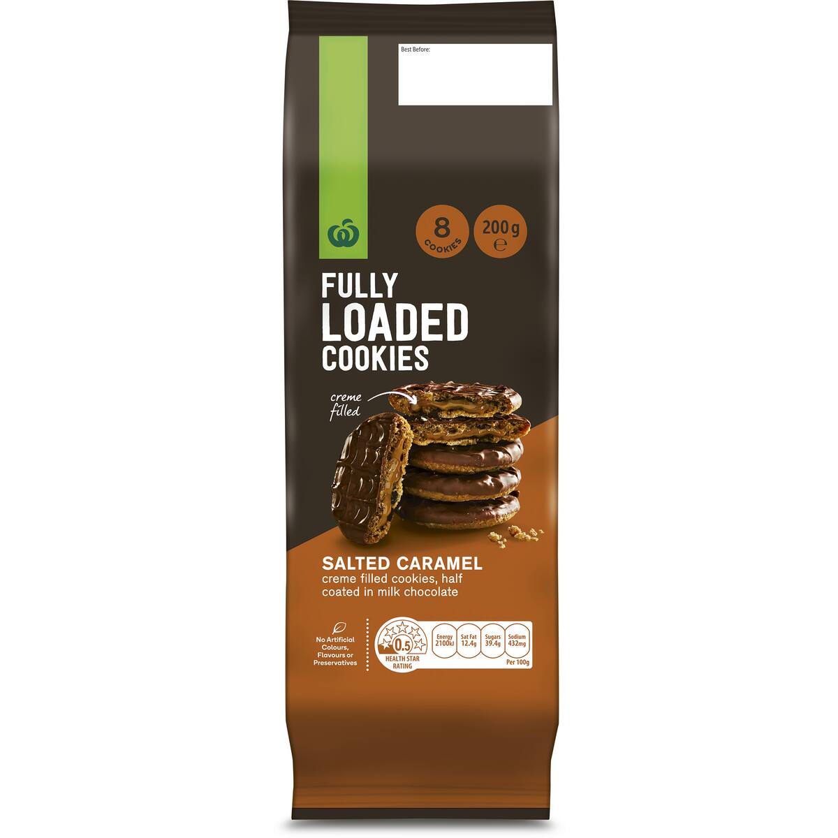 Woolworths Fully Loaded Cookies Salted Caramel 200g bunch