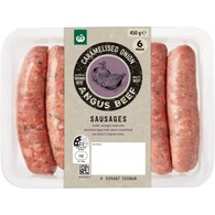 Woolworths 6 Pack Angus Beef & Caramelised Onion Sausages