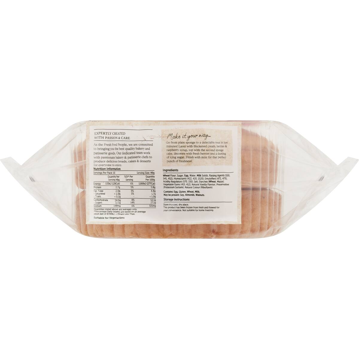 Woolworths Double Unfilled Sponge 460g bunch