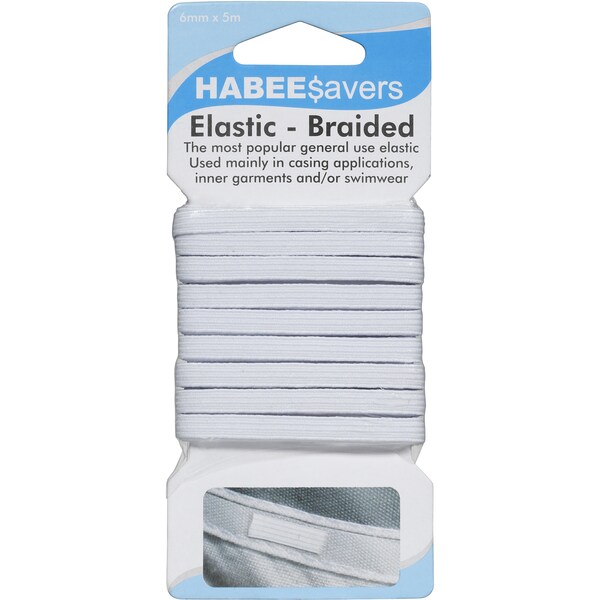 Habee$avers Elastics Braided White 6Mmx5M Each