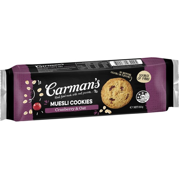 Carman's Muesli Cookies Cranberry & Oat 215g