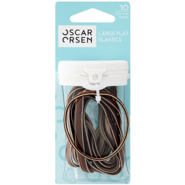 Oscar Orsen Large Flat Hair Elastics Brown 10 pack