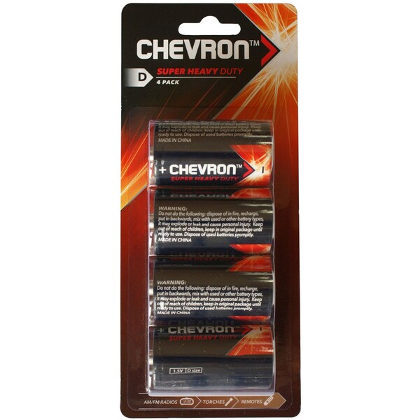 Chevron Type d Batteries Super Heavy Duty 4 Pack