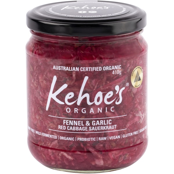 Kehoe's Organic Fennel & Garlic Red Cabbage Sauerkraut 410g