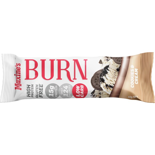 Maxine's Burn High Protein Cookies & Cream Bar 40g