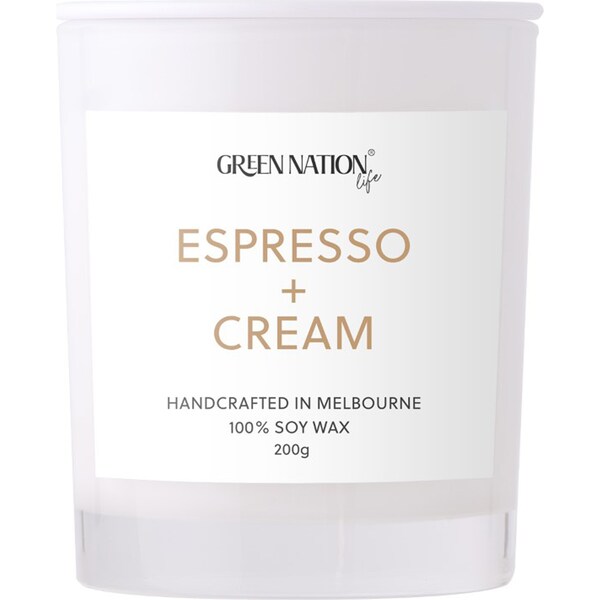 Green Nation Life Soy Wax Candle Espresso + Cream 200g