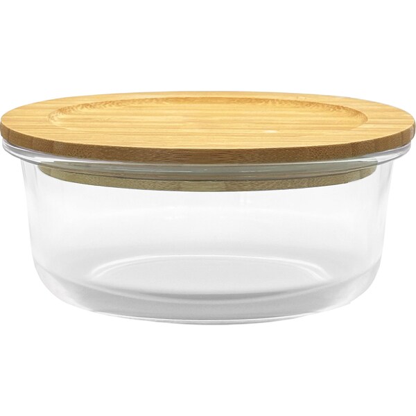 Kate's Kitchen Round Glass Food Container With Bamboo Lid 950ml Each
