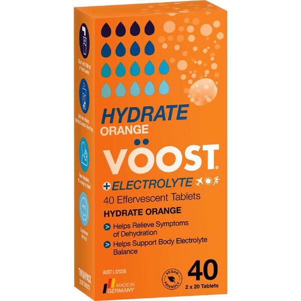 VOOST Hydrate Orange + Electrolyte Effervescent Tablets 40 pack