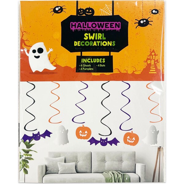 Halloween Swirl Decorations Ghosts & Pumpkins 12 Pack