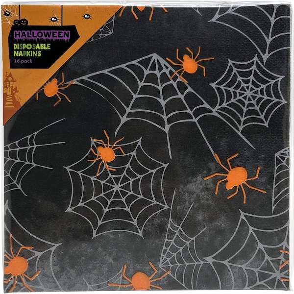 Halloween Disposable Napkins Black 16 Pack