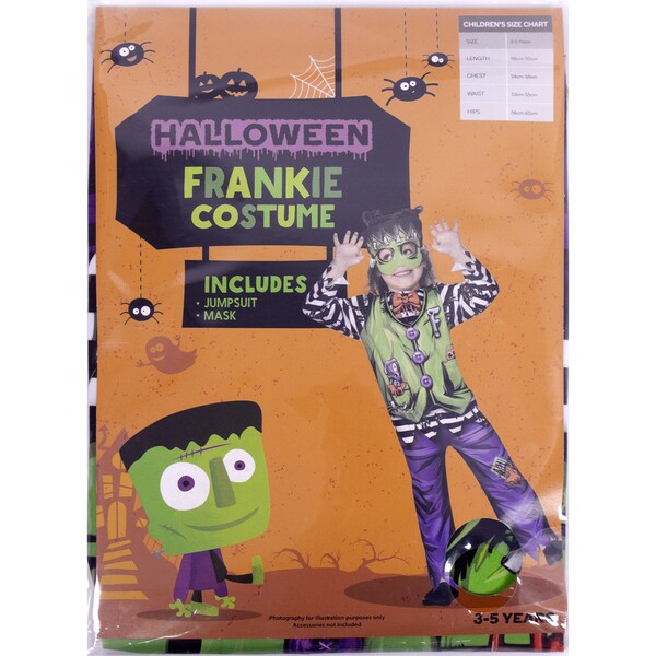 Halloween Dress Up Costume Child Frankie Size 3-5 Years Each