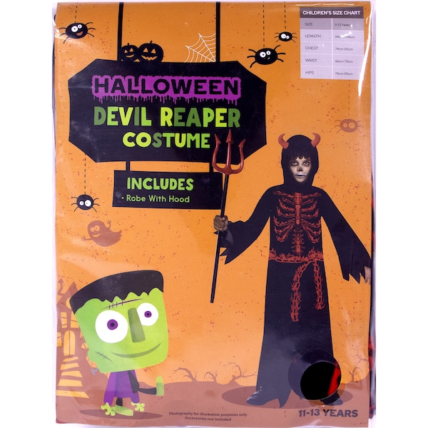 Halloween Dress Up Costume Child Devil Reaper Size 11-13 Years Each