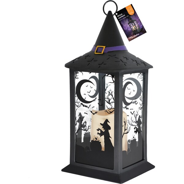 Mirabella Halloween Battery Operated Tabletop Lantern Witch Each