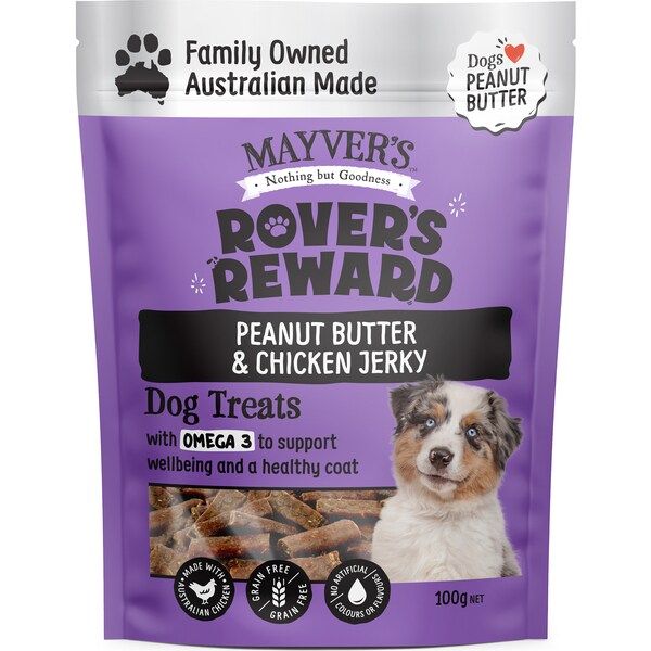 Mayver's Peanut Butter & Chicken Jerky Dog Treats 100g