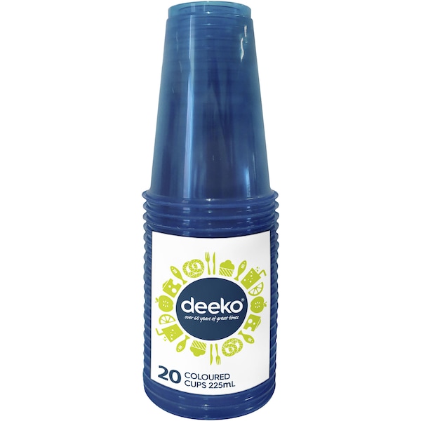 Deeko Plastic Cups Fluro 20 Pack