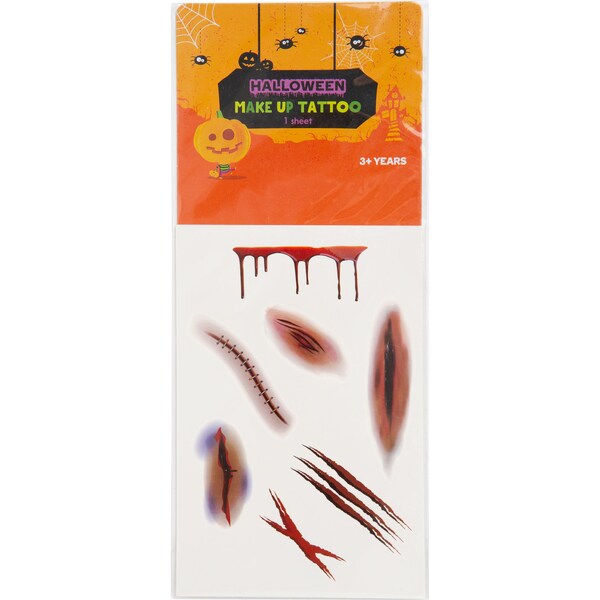 Halloween Make Up Accessories Tattoo Sheet Each