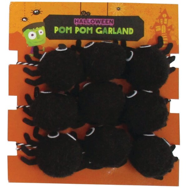 Halloween Pom Pom Garland Spider Each