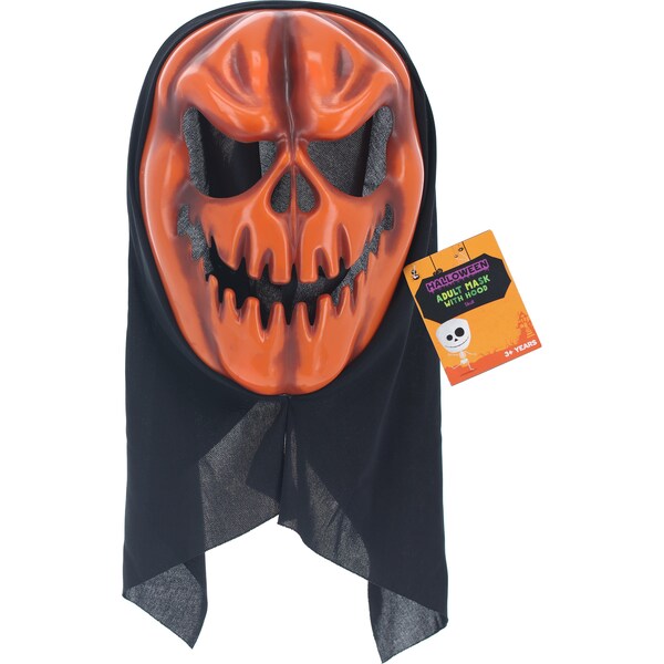 Halloween Dress Up Adult Mask With Hood Pumpkin Each