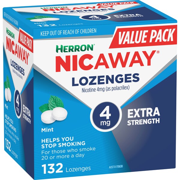 Nicaway Nicotine 4mg Lozenges Extra Strength Mint 132 pack
