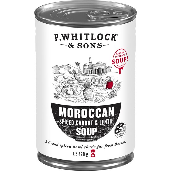 F.Whitlock & Sons Moroccan Spiced Carrot & Lentil Soup 420g